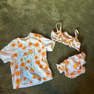 Marni Kids Floral Bikini Set - White and Orange